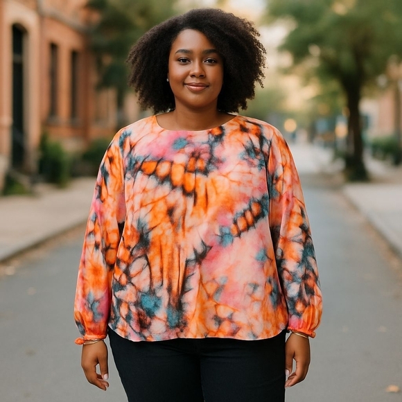 Torrid Neon Butterfly Print Chiffon Blouse Size 2 NWT - Picture 1 of 10